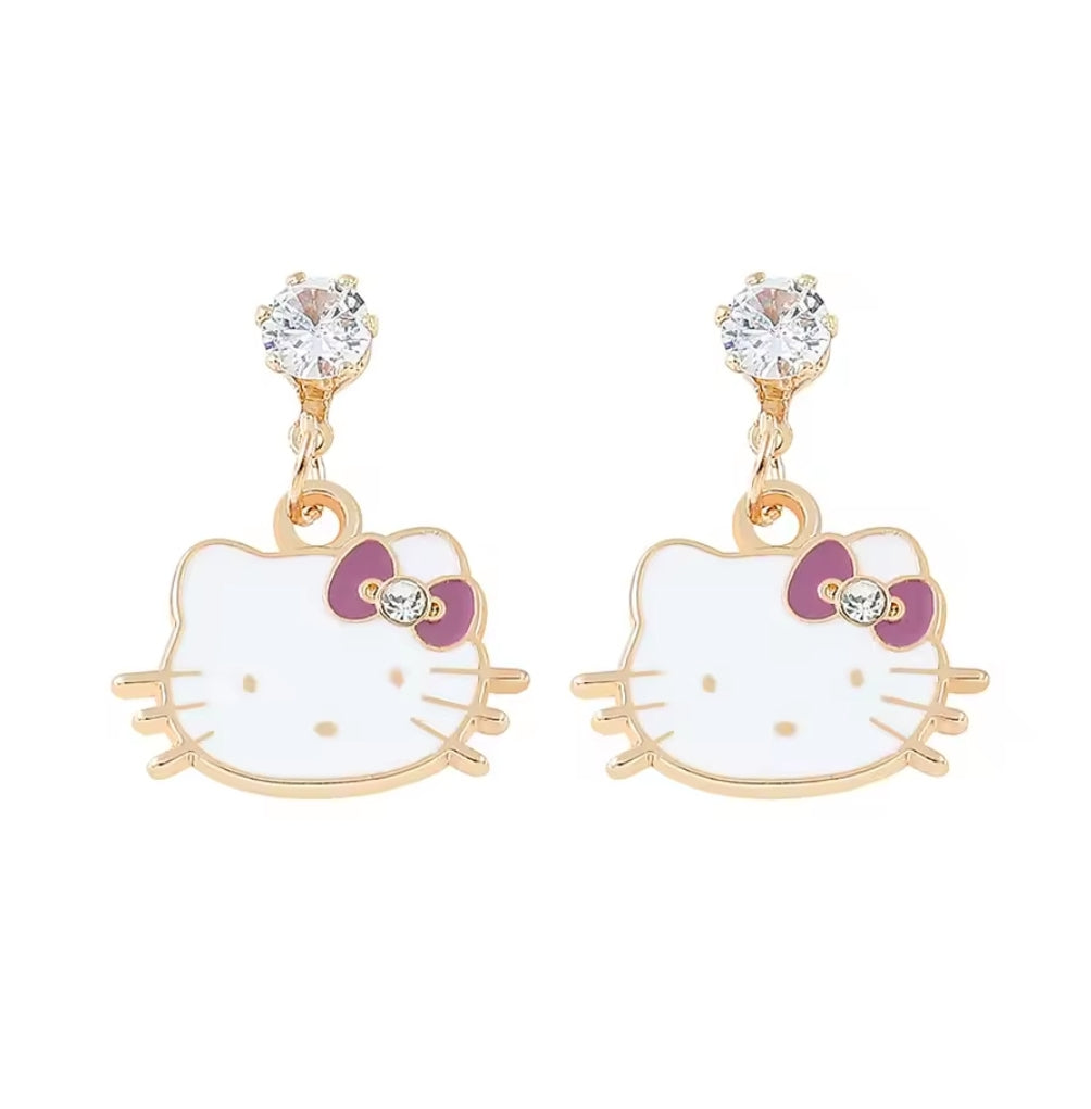 Σκουλαρίκια παιδικά zinc alloy, Hello Kitty μοβ, 2506251