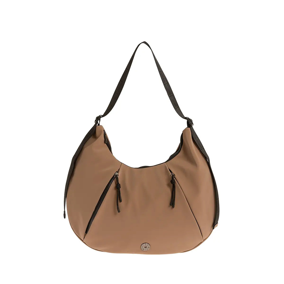 Τσάντα ώμου Oval Bag με ιμάντα, κάμελ, 24242