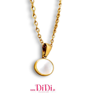 Κολιε ατσάλινο 316L κύκλος με φίλντισι, σε κίτρινο χρυσό, 0511255G