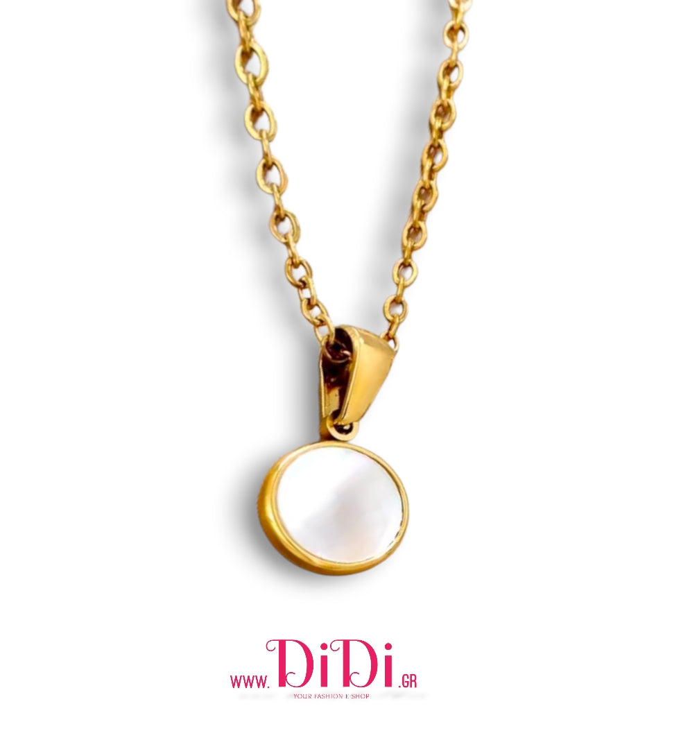 Κολιε ατσάλινο 316L κύκλος με φίλντισι, σε κίτρινο χρυσό, 0511255G