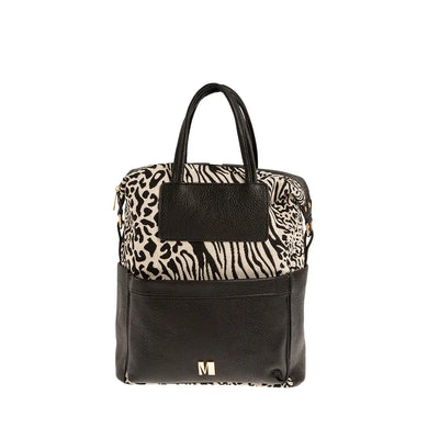 Τσάντα πλάτης με δύο υφές, μαύρο, 24254