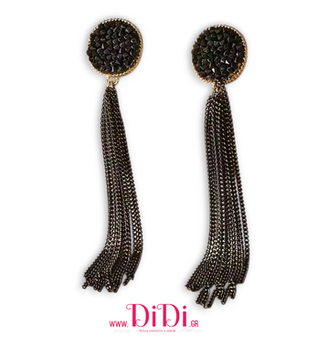 Σκουλαρίκια με κρύσταλλα σε μαύρο και αλυσίδες, 0512259