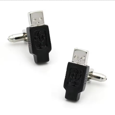 Μανικετόκουμπα με σχέδιο Usb, σε μαύρο, 29092510