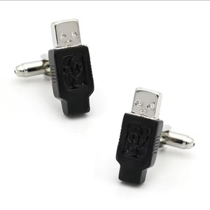 Μανικετόκουμπα με σχέδιο Usb, σε μαύρο, 29092510