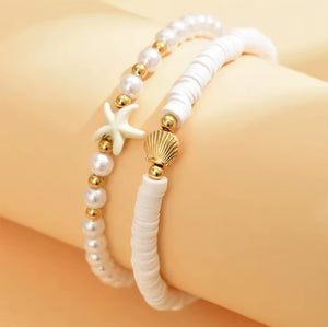 Βραχιόλι ποδιού zinc alloy (ψευδάργυρος), με ακριλικές πέρλες, σετ των 2, σε κίτρινο χρυσό, 2406252