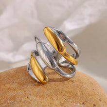 Φόρτωσε την φωτογραφία στο Gallery viewer, Ατσάλινο δαχτυλίδι μεγάλο, δίχρωμο ασημί - χρυσό, 1911254