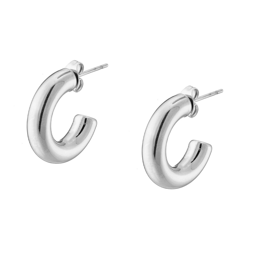 Σκουλαρίκια κρίκοι ατσάλινοι κλασσικοί 20mm, σε ασημί, 02241S