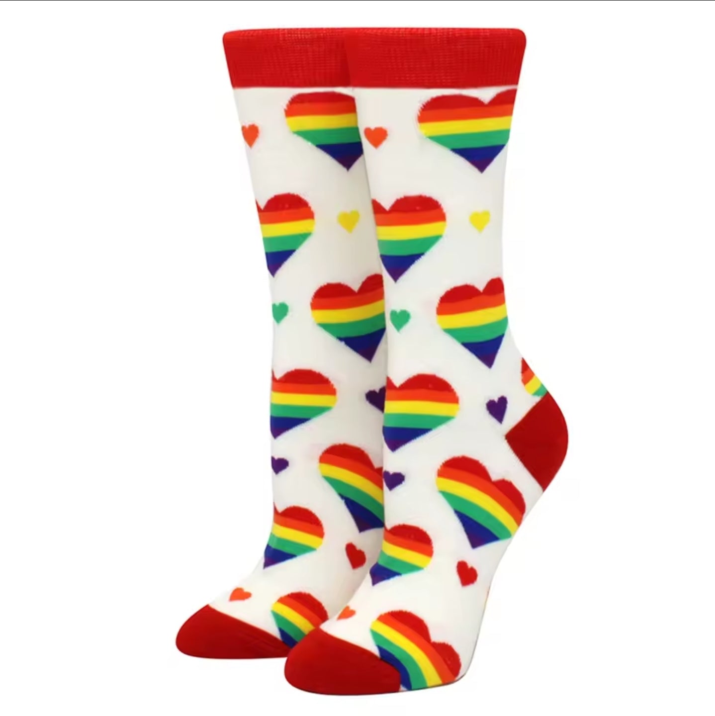 Κάλτσες μεσαίες rainbow καρδιές, No 37-44, 30092513