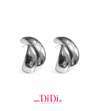 Σκουλαρίκια κρίκοι ατσάλινοι X, σε ασημί, 02309S