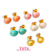 Φόρτωσε την φωτογραφία στο Gallery viewer, Σκουλαρίκια ατσάλινα μίνι σταγόνες 1,1cm, τιρκουάζ σμάλτο, κίτρινο χρυσό, 21112519