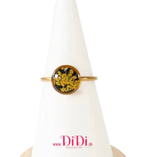 Φόρτωσε την φωτογραφία στο Gallery viewer, Δαχτυλίδι ατσάλινο φλοράλ με γυαλί, σε κίτρινο χρυσό, 1603263
