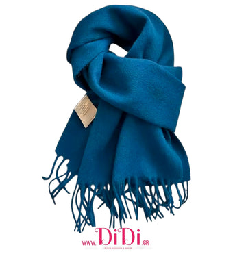 Κουβέρτα - κασκόλ 100% μαλλί, πετρόλ, 20112519