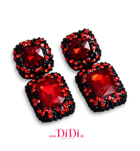 Φόρτωσε την φωτογραφία στο Gallery viewer, Σκουλαρίκια με κρύσταλλα σε κόκκινο, 0912251