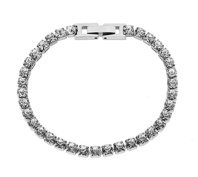 Βραχιόλι ατσάλινο Ριβιέρα με κρύσταλλα, ασημί, 00965S