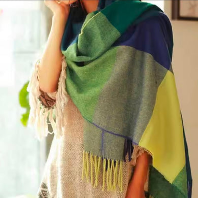 Κουβέρτα - κασκόλ καρό μπλε-πράσινο, 2011259