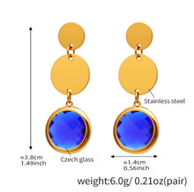 Φόρτωσε την φωτογραφία στο Gallery viewer, Σκουλαρίκια ατσάλινα κρεμαστά, κρύσταλλο Τσεχίας μπλε, 2602266