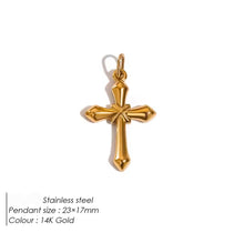 Φόρτωσε την φωτογραφία στο Gallery viewer, Σταυρός ατσάλινος με σχέδιο, σε κίτρινο χρυσό, 2211252