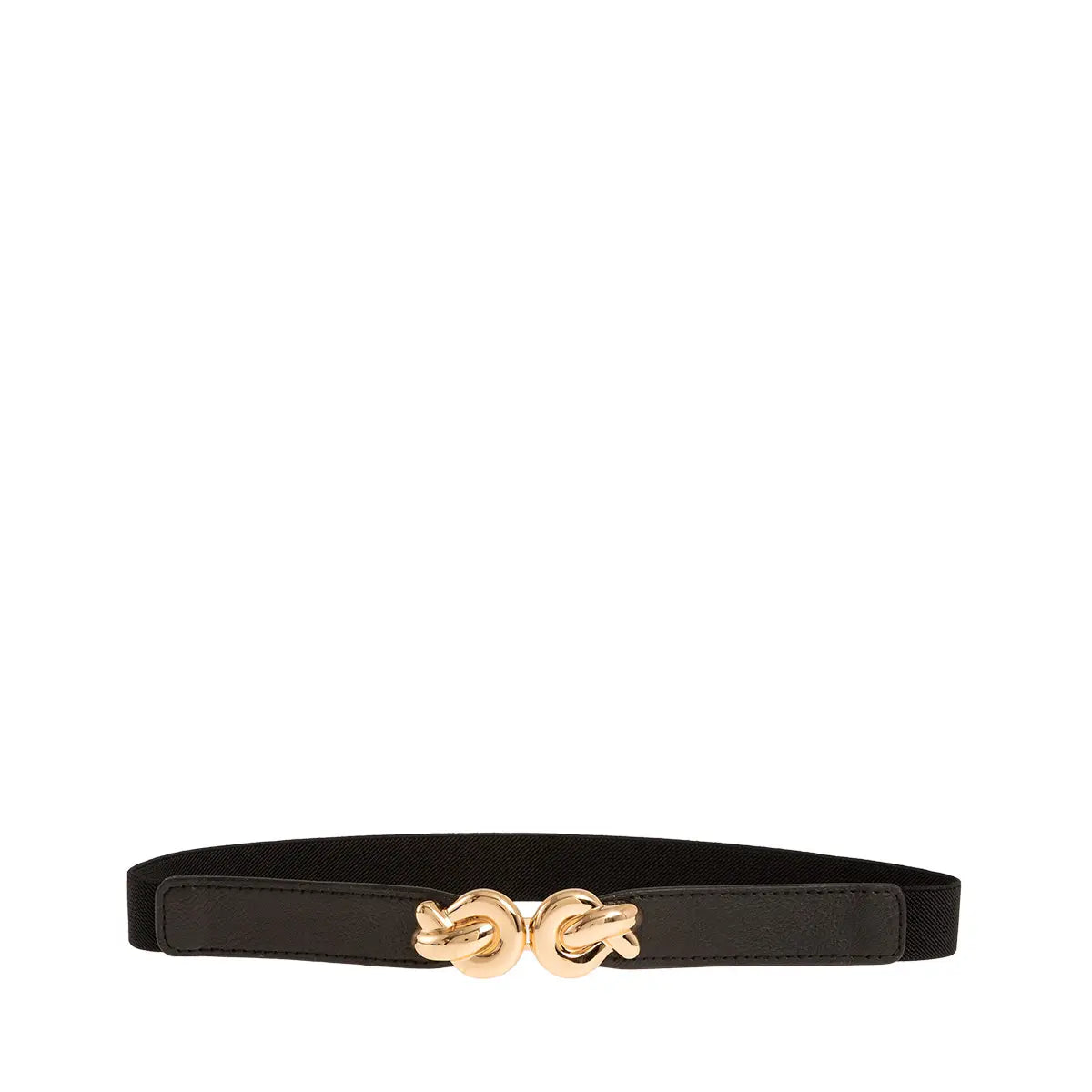 Ζώνη ελαστική λεπτή με χρυσό κούμπωμα, μαύρο, 24360