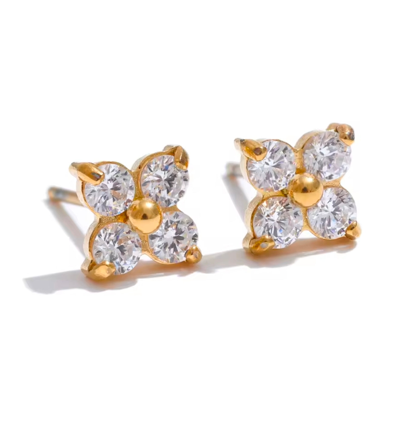 Σκουλαρίκια ατσάλινα, καρφάκι με ζιργκόν, σε κίτρινο χρυσό, 2005251G