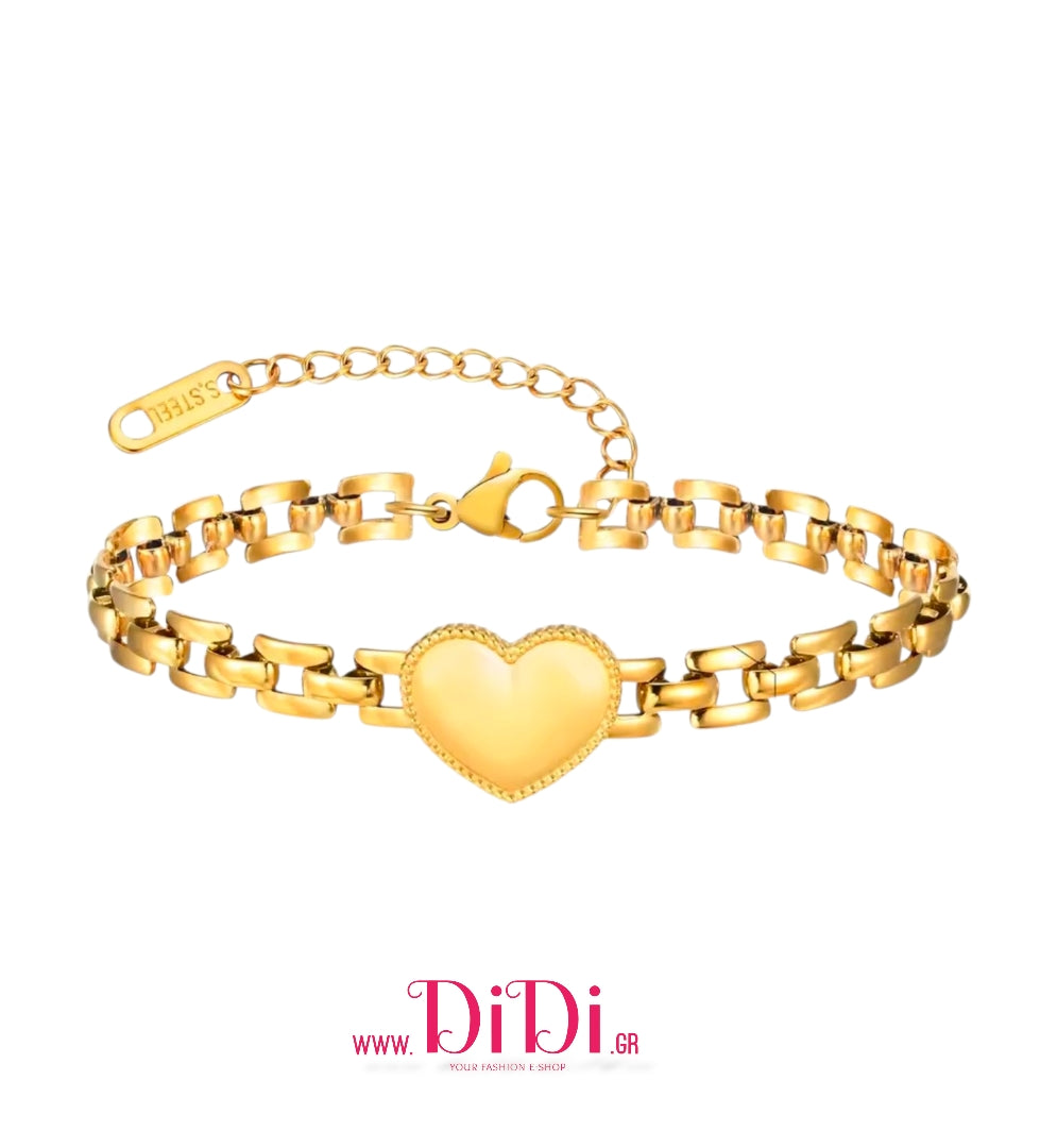 Ατσάλινο βραχιόλι αλυσίδα, σε κίτρινο χρυσό, 21102516