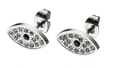 Ατσάλινα σκουλαρίκια καρφάκι μάτι, σε ασημί, 02133S