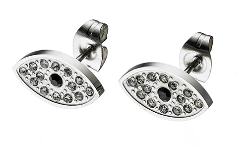 Ατσάλινα σκουλαρίκια καρφάκι μάτι, σε ασημί, 02133S