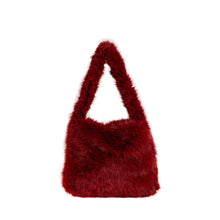 Φόρτωσε την φωτογραφία στο Gallery viewer, Τσάντα ώμου γούνινη, μπορντό, 24324