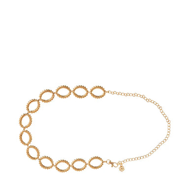 Γυναικεία μεταλλική ελαστική ζώνη με κούμπωμα με κρίκους, κίτρινο χρυσό, 24410