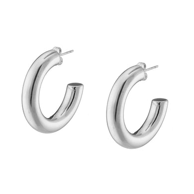 Σκουλαρίκια κρίκοι ατσάλινοι κλασσικοί, σε ασημί, 02243S