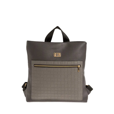 Τσάντα πλάτης απο ανθεκτικό συνθετικό δέρμα με δύο υφές, γκρι, 24243