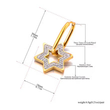 Φόρτωσε την φωτογραφία στο Gallery viewer, Σκουλαρίκια κρίκοι ατσάλινοι αστέρια, σε κίτρινο χρυσό, 0403264G