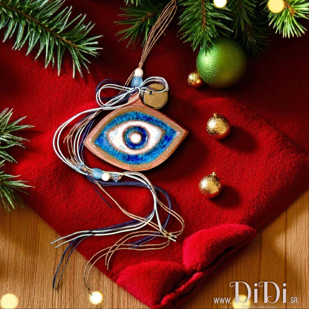 Χριστουγεννιάτικο γούρι μάτι, κεραμικό & κρεμαστό, 2810256