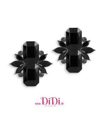 Σκουλαρίκια με κρύσταλλα σε μαύρο, 0912252