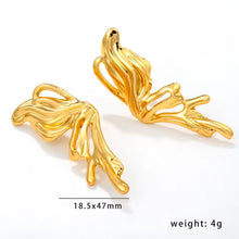 Φόρτωσε την φωτογραφία στο Gallery viewer, Ατσάλινα σκουλαρίκια καρφάκι πεταλούδα, κίτρινο χρυσό, 0111253