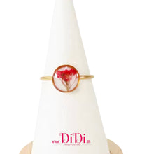 Φόρτωσε την φωτογραφία στο Gallery viewer, Δαχτυλίδι ατσάλινο φλοράλ με γυαλί, σε κίτρινο χρυσό, 1603269