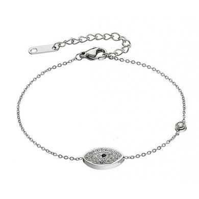 Βραχιόλι ατσάλινο με οβάλ μάτι με ζιργκόν, 00839S