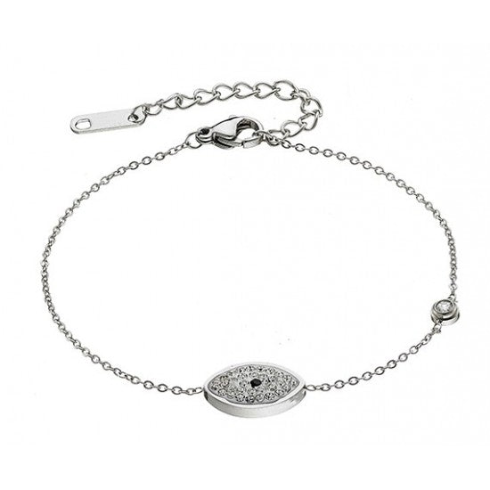 Βραχιόλι ατσάλινο με οβάλ μάτι με ζιργκόν, 00839S