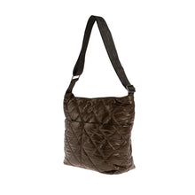 Φόρτωσε την φωτογραφία στο Gallery viewer, Τσάντα ώμου και χιαστί καπιτονέ, σοκολά, 24259