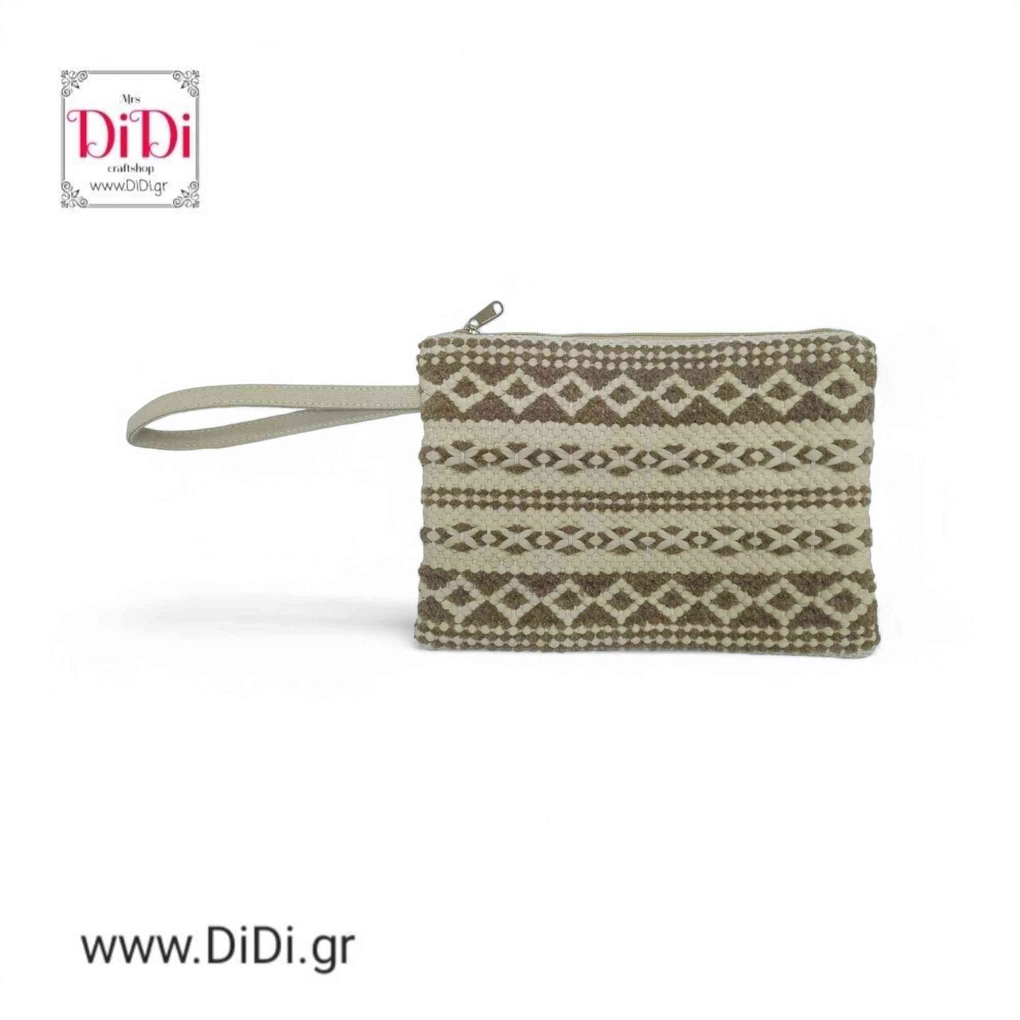 Φάκελος boho ριγέ μπεζ, 0603253
