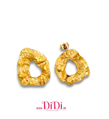 Ατσάλινα σκουλαρίκια καρφάκι λουλούδι, κίτρινο χρυσό, 0111255