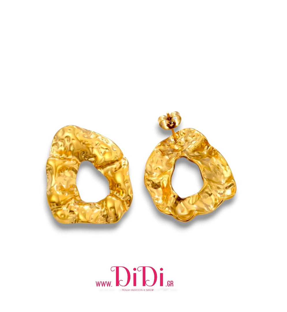 Ατσάλινα σκουλαρίκια καρφάκι λουλούδι, κίτρινο χρυσό, 0111255