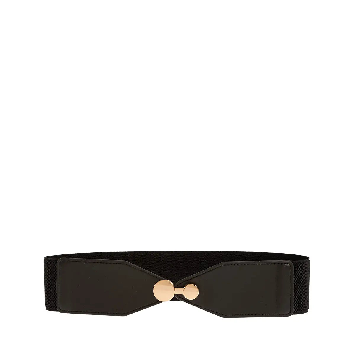 Ζώνη ελαστική φαρδιά με χρυσό κούμπωμα, μαυρη, 24361