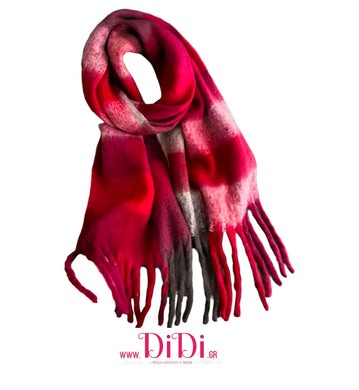 Κουβέρτα - κασκόλ χοντρή καρό μπορντό, 20112514