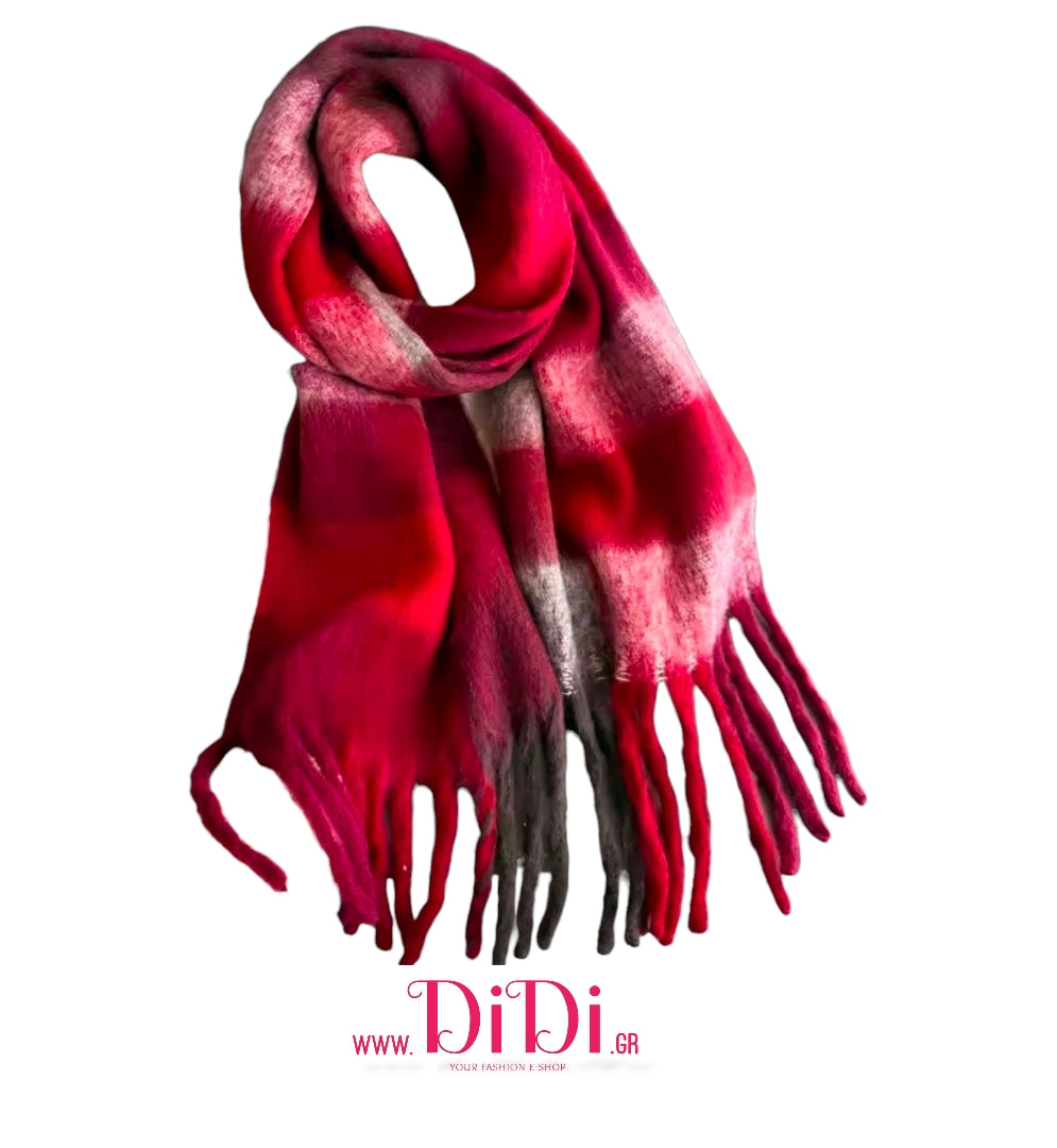 Κουβέρτα - κασκόλ χοντρή καρό μπορντό, 20112514