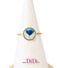 Φόρτωσε την φωτογραφία στο Gallery viewer, Δαχτυλίδι ατσάλινο φλοράλ με γυαλί, σε κίτρινο χρυσό, 1603266