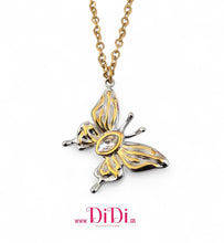 Φόρτωσε την φωτογραφία στο Gallery viewer, Κολιέ ατσάλινο πεταλούδα, σε κίτρινο χρυσό - ασημί, 0303265