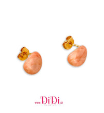 Φόρτωσε την φωτογραφία στο Gallery viewer, Σκουλαρίκια ατσάλινα μίνι σταγόνες 1,1cm, κοραλλί σμάλτο, κίτρινο χρυσό, 21112517