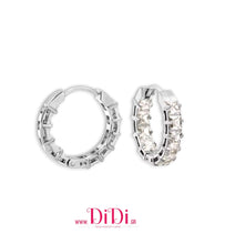 Φόρτωσε την φωτογραφία στο Gallery viewer, Σκουλαρίκια κρίκοι ατσάλινοι 2cm στρογγυλά με καρφωτά λευκά στρας, ασημί, 21112513S
