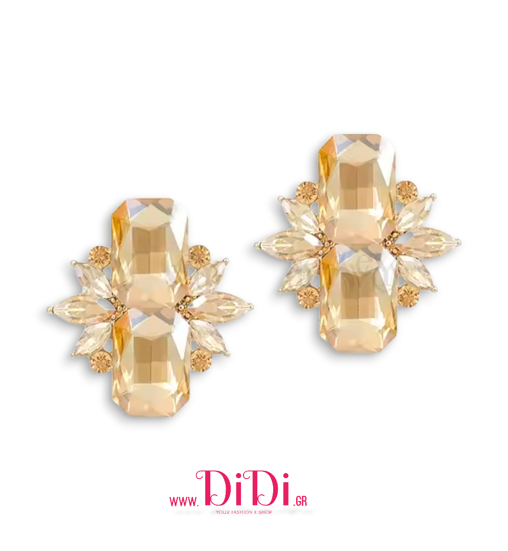 Σκουλαρίκια με κρύσταλλα σε καφετί, 0912254