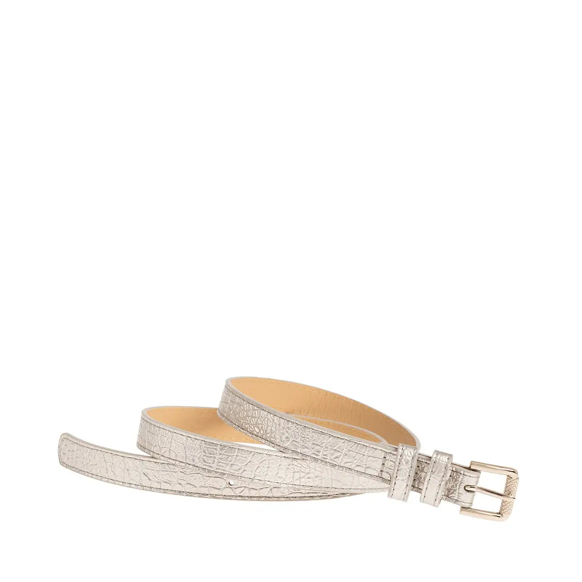 Ζώνη κροκό με ασημί αγκράφα, ασημί, 24403